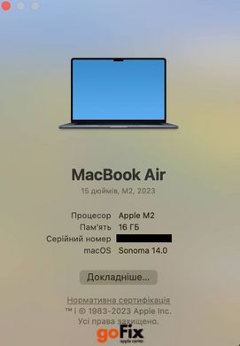 Macbook Air 15" M2 2023 512Gb SSD/16Gb RAM Midnight бу, Майдан, 512 ГБ, 15 ", M2, 1200$, Розстрочка вiд Monobank і ПриватБанк від 2 до 12 мiсяцiв