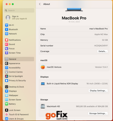 Macbook Pro 16" M2 Max  2023 32Gb Ram/ 1 TB SSD  Space Gray бу, 1 ТБ, 16 ", M2 Max, 2900$