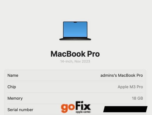 Macbook Pro 14" M3 Pro 2023 18/512Gb Space бу, 512 ГБ, 14 ", M3 Pro, 1200$